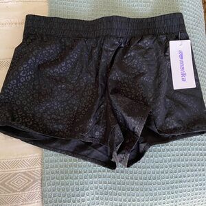 Marika Leopard Print Black Textured Athletic Shorts